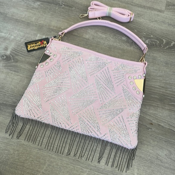 Handbag Express | Pink Suede Bling Bag - Picture 3 of 13